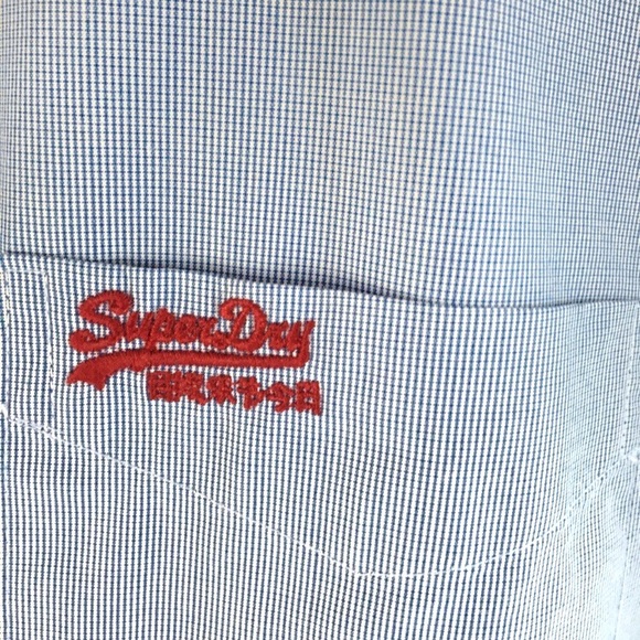 SUPERDRY BUTTON DOWN BLUE WHITE DRESS SHIRT SZ XL - Picture 4 of 8